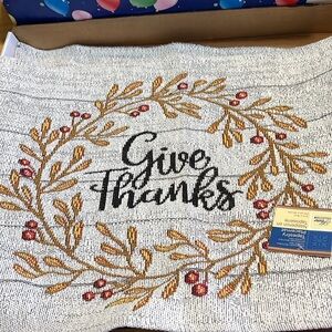 New Set of 2 Tapestry Placemat Home Collection “Give Thanks” Fall Harvest (H-8)